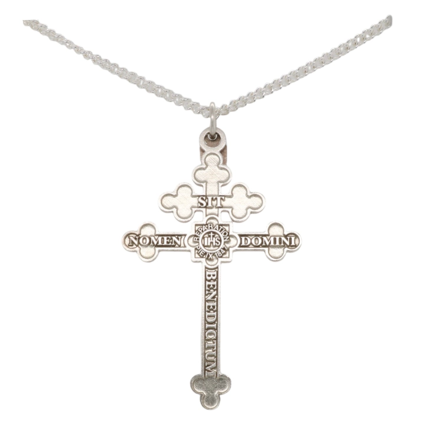 "Archconfraternity of the Holy Face" Official Double-Sided Cross - Silver